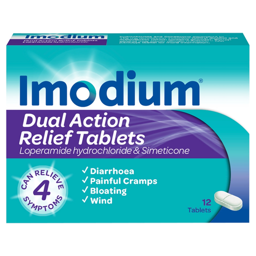 Imodium Dual Action Relief Tablets 12 Pack