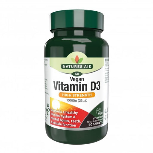 Natures Aid Vitamin D3 High Strength 1000iu 60 Tablets (Vegan)